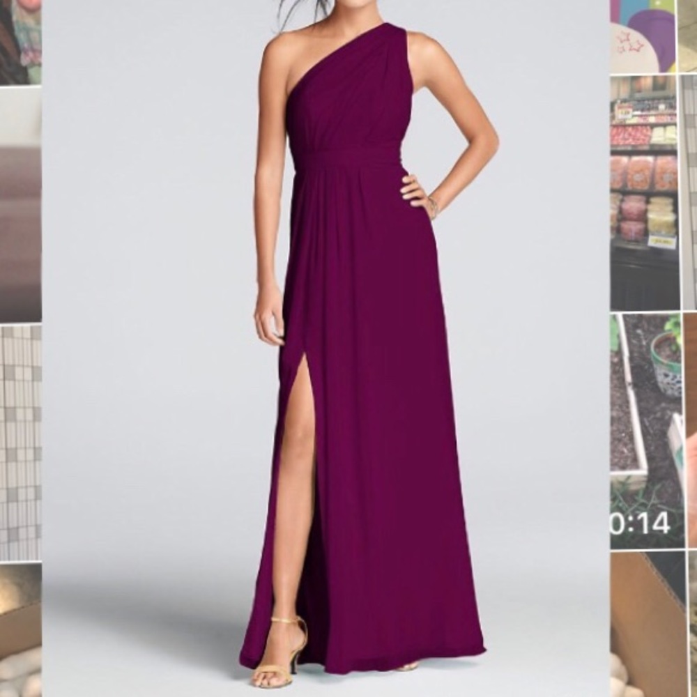 Long One-Shouldered Crinkle Chiffon Dress